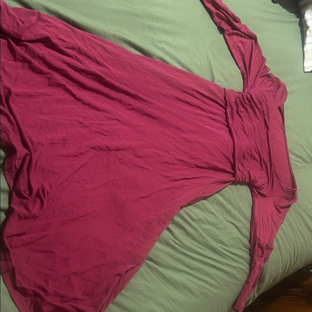 Nursing Long Sleeve Burgundy Dress